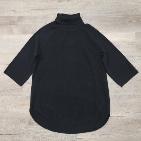 Soft by Naadam 100% Cashmere Turtleneck Sweater Medium Black 3/4 Sleeve Luxury - Picture 1 of 7